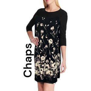 Chaps dress floral black beige gray fashion career